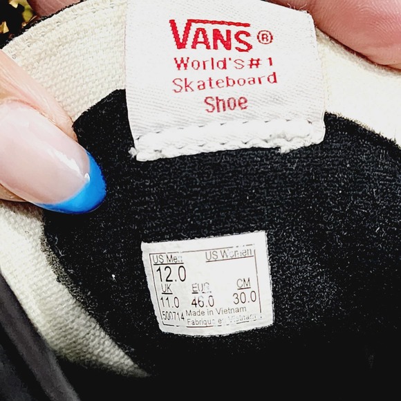 VANS Old Skool SK8 Hi High Top Sneakers 500714 Black White Men's Size 12 Shoes - Picture 6 of 12